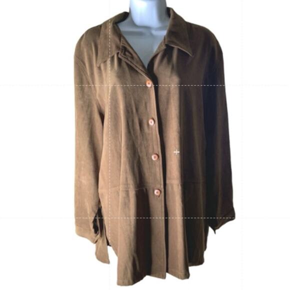 Vintage R&K Original Shirt Women's Plus Size 18 Long Sleeve Button Up Brown Top - Picture 3 of 5